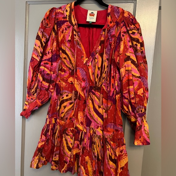 FARM Rio Colorful Feather Print Mini Dress - Picture 1 of 12